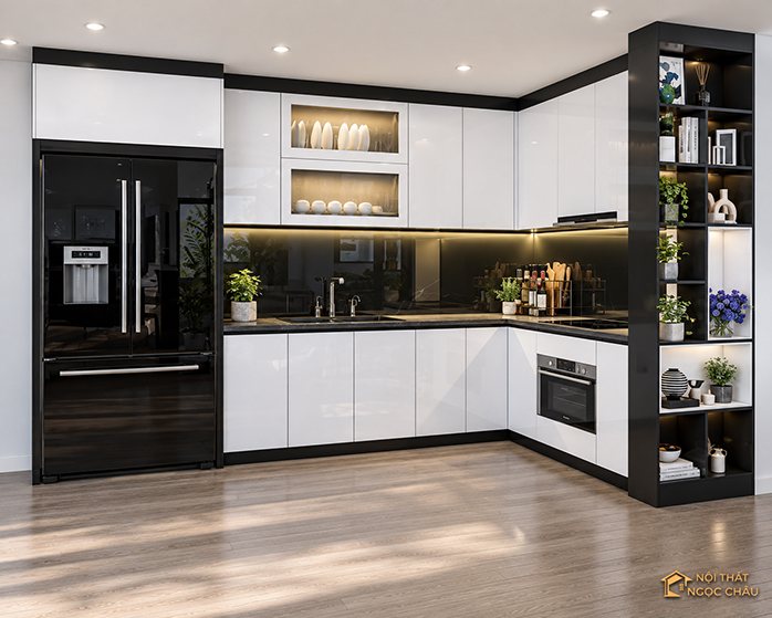 Làm tủ bếp nhựa Acrylic tại Đông Anh – Công trình nhà anh Tám
