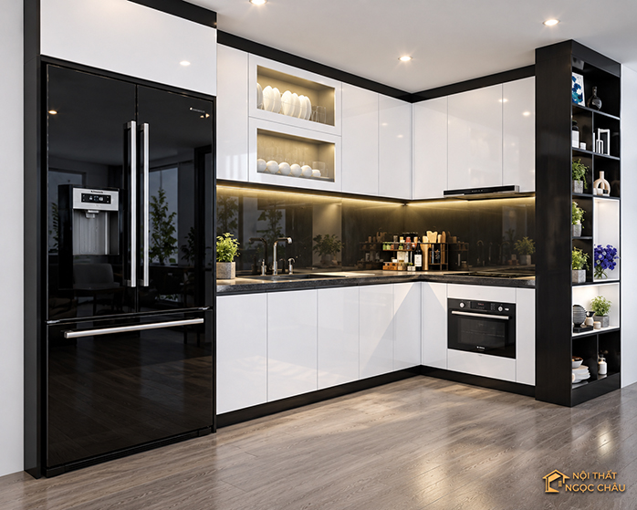 Làm tủ bếp nhựa Acrylic tại Đông Anh – Công trình nhà anh Tám