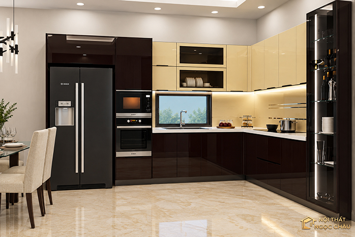 Tủ bếp inox 304  cánh kính -Hưng Yên