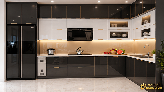 Thi công tủ bếp inox cánh kính tại Thái Nguyên