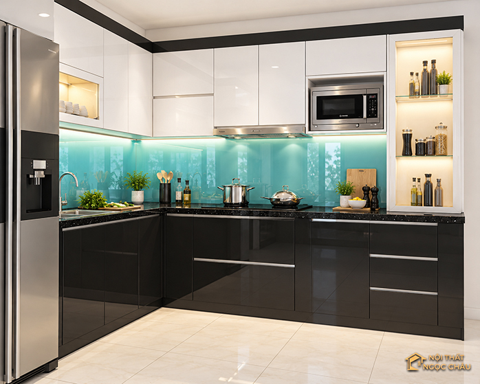 Tủ bếp nhựa chữ L tại Hải Phòng – Thiết kế và thi công nội thất đồng bộ