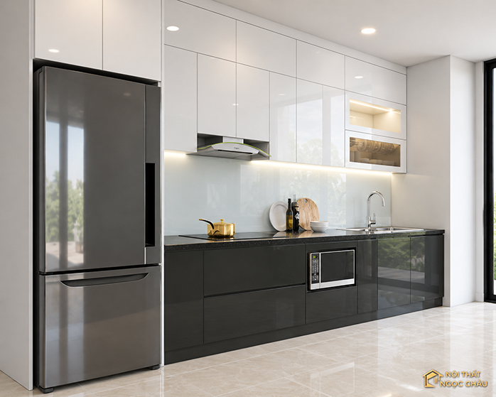 Tủ bếp nhựa chữ I chung cư nhà cô Hiểu 
