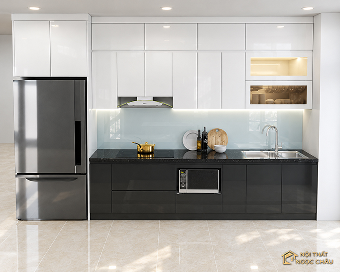 Tủ bếp nhựa chữ I chung cư nhà cô Hiểu