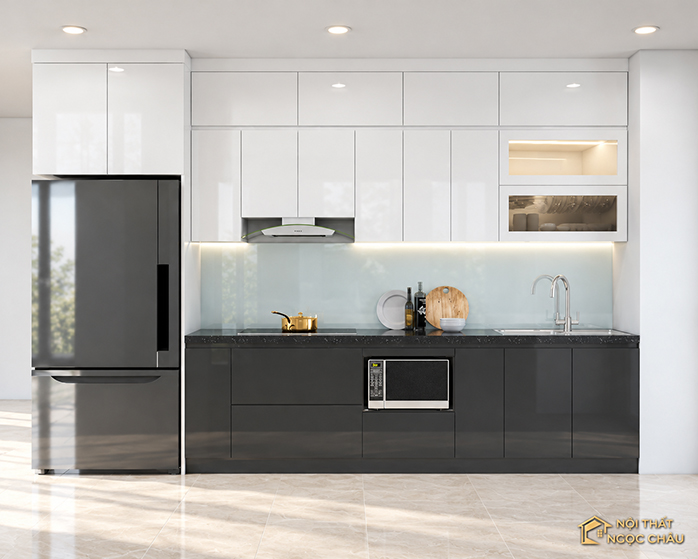 Tủ bếp nhựa chữ I chung cư nhà cô Hiểu