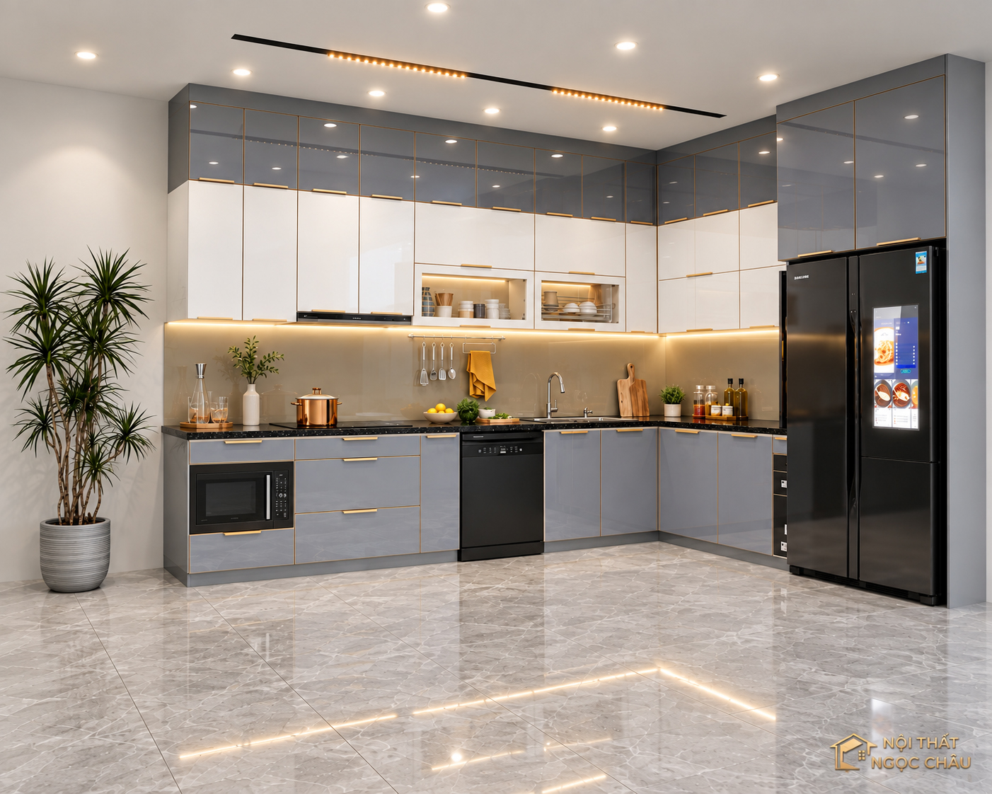 Tủ bếp inox cánh kính ChỊ Hoa
