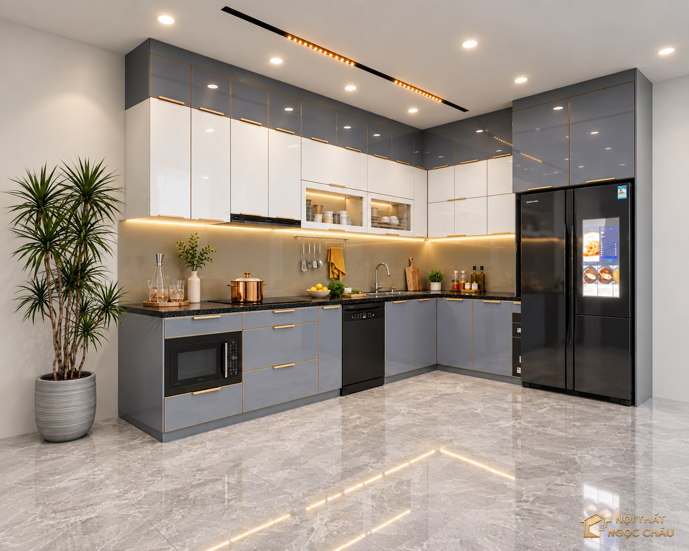 Tủ bếp inox cánh kính ChỊ Hoa