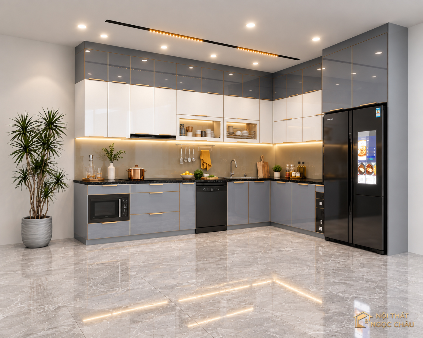 Tủ bếp inox cánh kính ChỊ Hoa