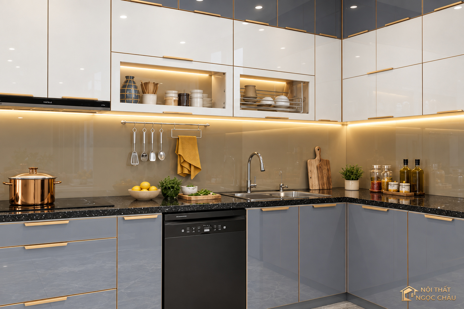 Tủ bếp inox cánh kính ChỊ Hoa