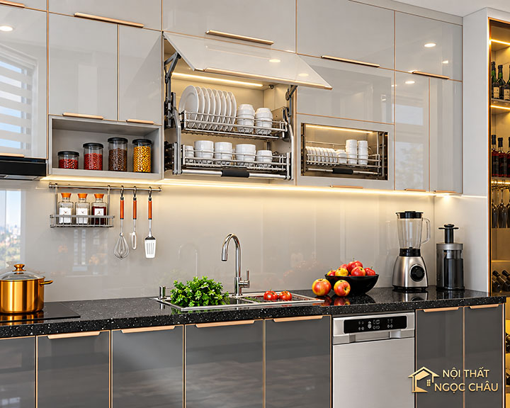 Tủ bếp inox 304 cánh kính CK39