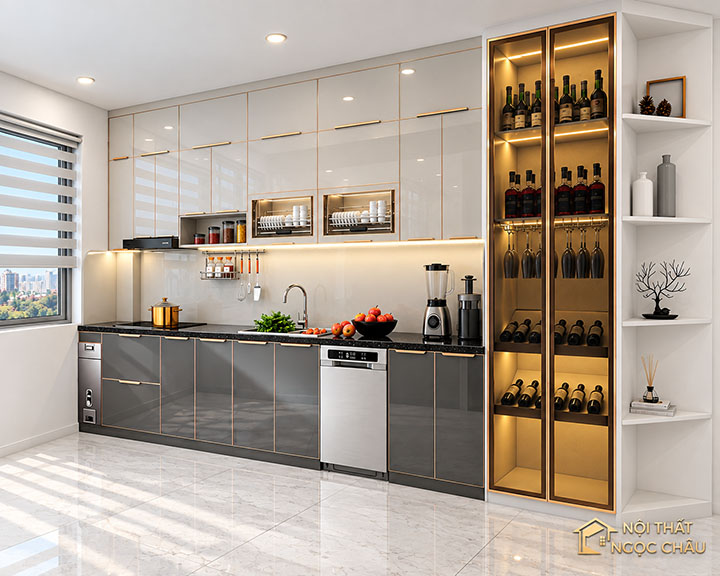 Tủ bếp inox 304 cánh kính CK39