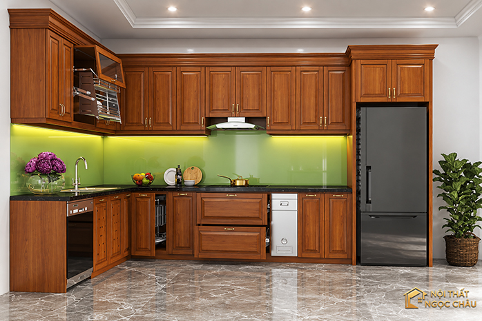 Tủ bếp Gõ đỏ tại long biên