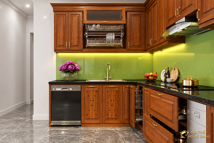 Tủ bếp Gõ đỏ tại long biên