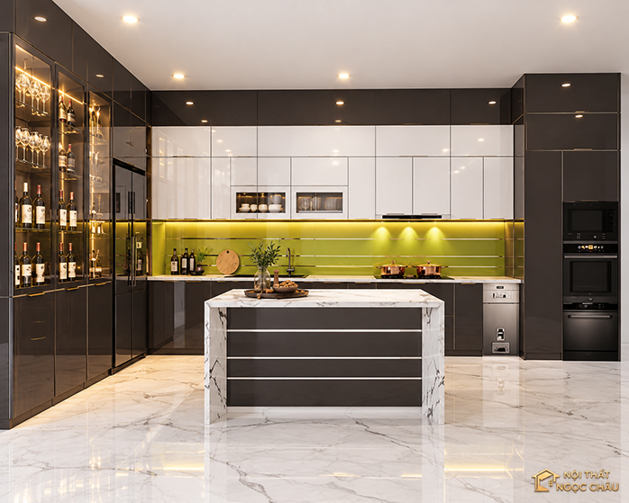 Tủ bếp inox 304  cánh kính chị Loan - Phúc Lợi
