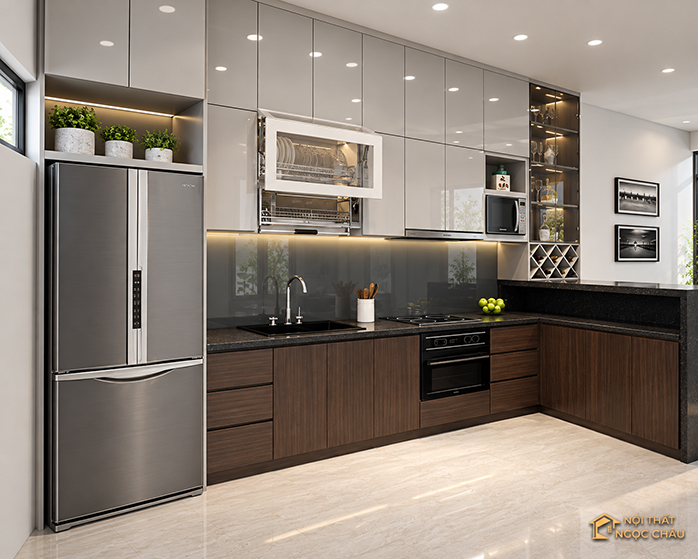 Thi công tủ bếp nhựa Acrylic chữ L tại Phú Thọ