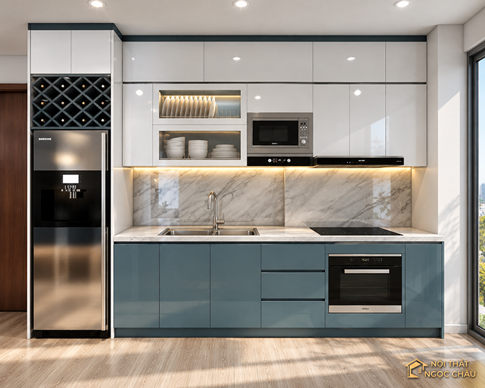 Tủ bếp nhựa Acrylic Inox khải sơn