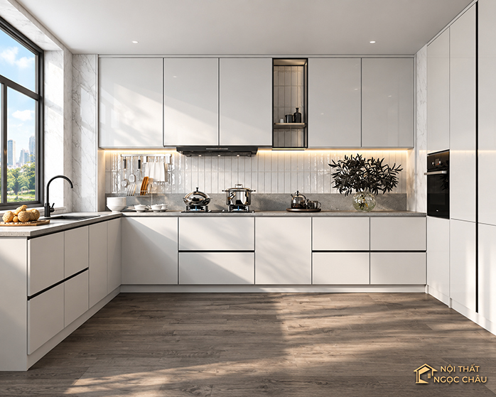 Tủ bếp nhựa Acrylic cô Mạnh Ỷ Lan