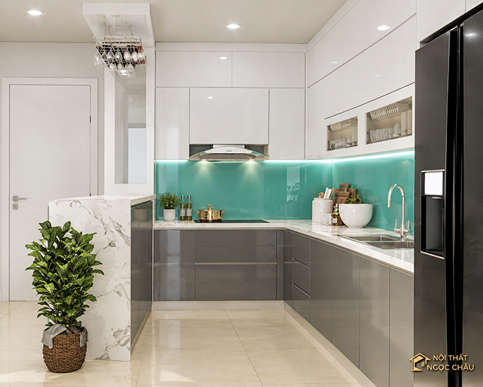Tủ bếp nhựa Acrylic  quầy ba