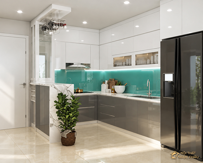 Tủ bếp nhựa Acrylic quầy ba
