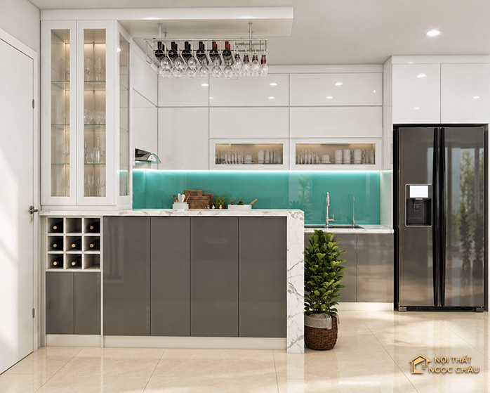 Tủ bếp nhựa Acrylic quầy ba