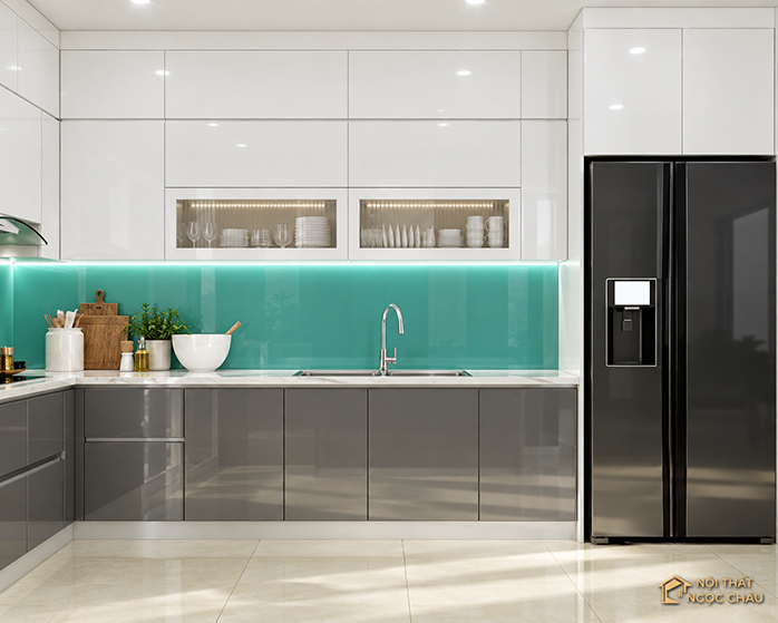 Tủ bếp nhựa Acrylic quầy ba