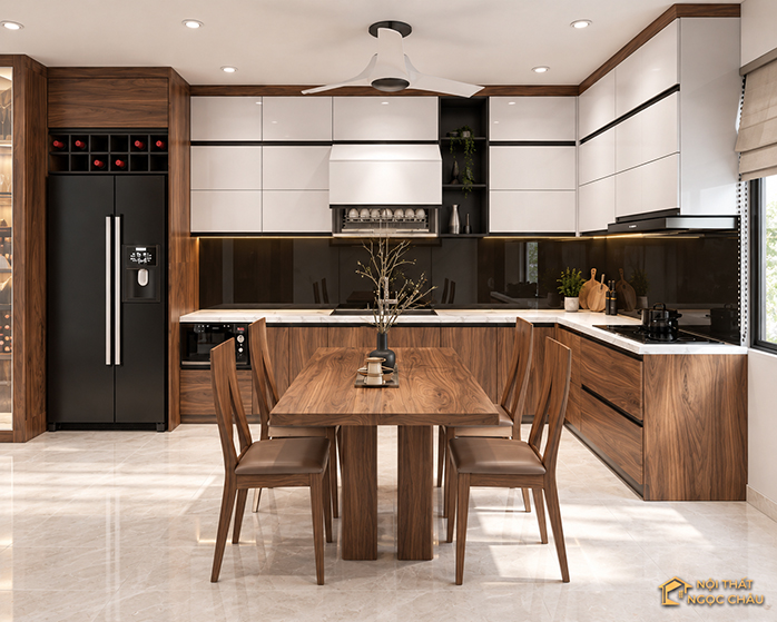 Tủ bếp thùng Plywood cánh Acrylic 
