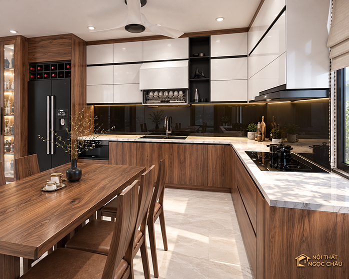Tủ bếp thùng Plywood cánh Acrylic