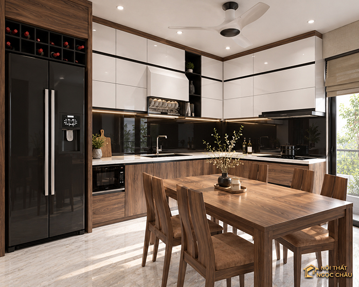 Tủ bếp thùng Plywood cánh Acrylic