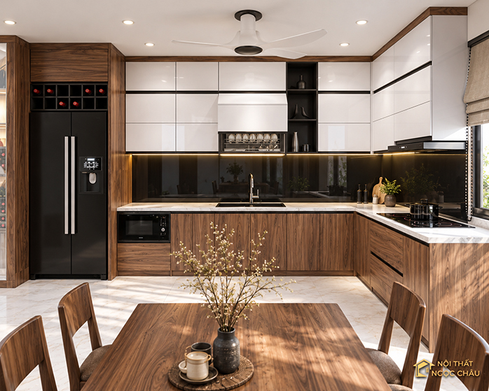 Tủ bếp thùng Plywood cánh Acrylic