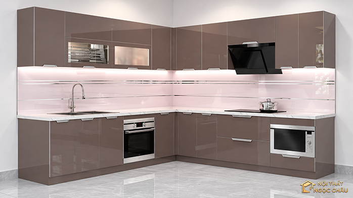 Thi công tủ bếp inox cánh kính tại Hà Nội