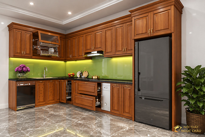 Tủ bếp Gõ đỏ tại long biên