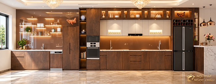 Tủ bếp gỗ Óc Chó Hưng Yên