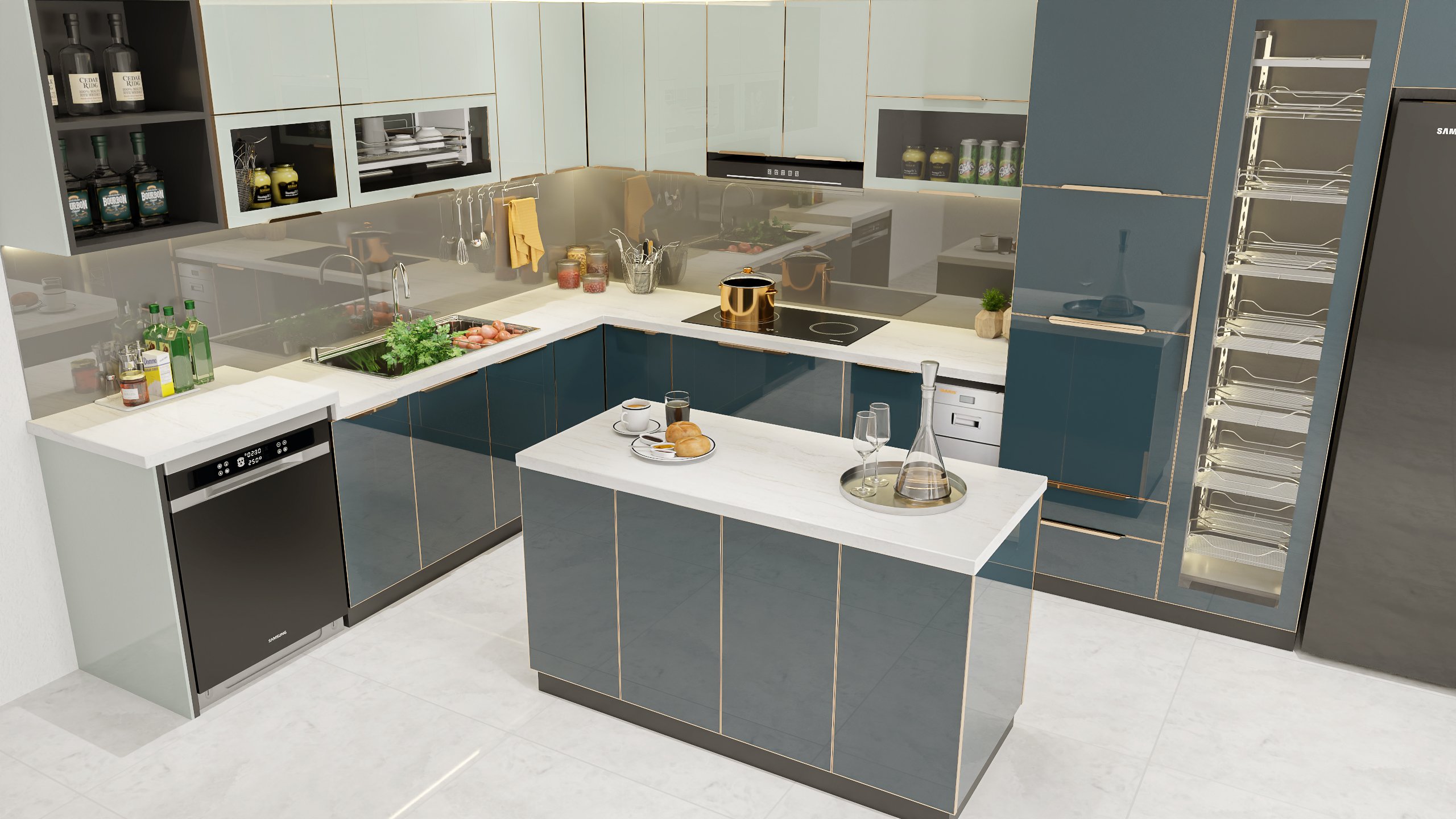 Tủ bếp inox 304 cánh kính CK29