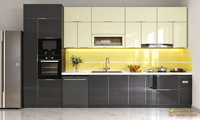 Tủ bếp inox 304 cánh kính Chũ I