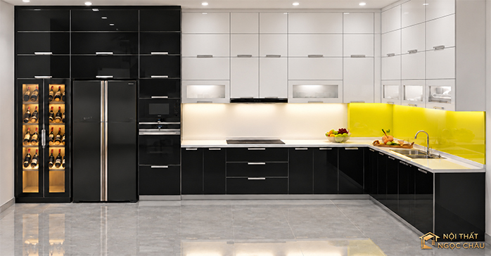 Thi công tủ bếp inox cánh kính nhà chú Trung tại Phú Thọ