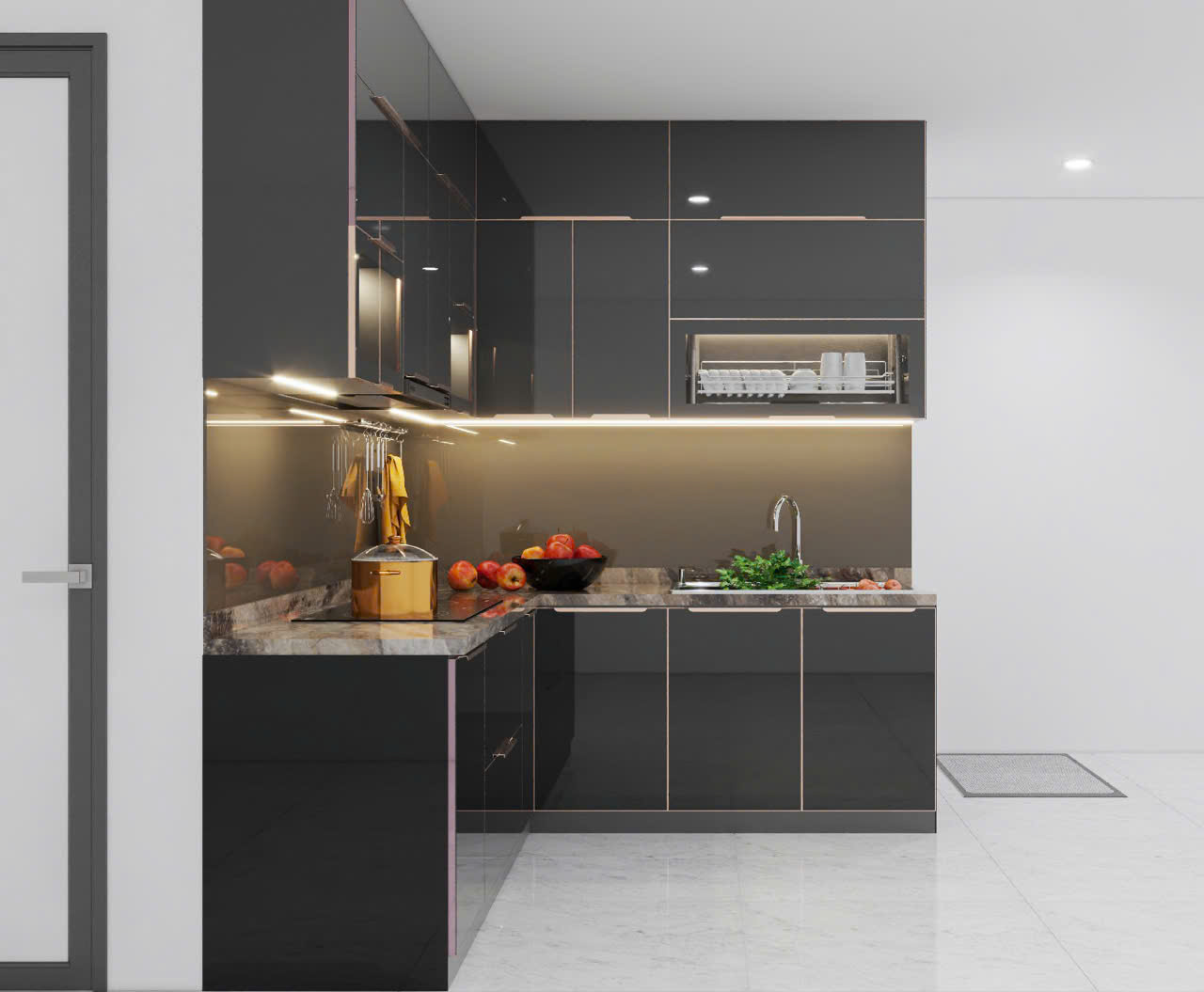 Tủ bếp inox 304 cánh kính cô Hằng