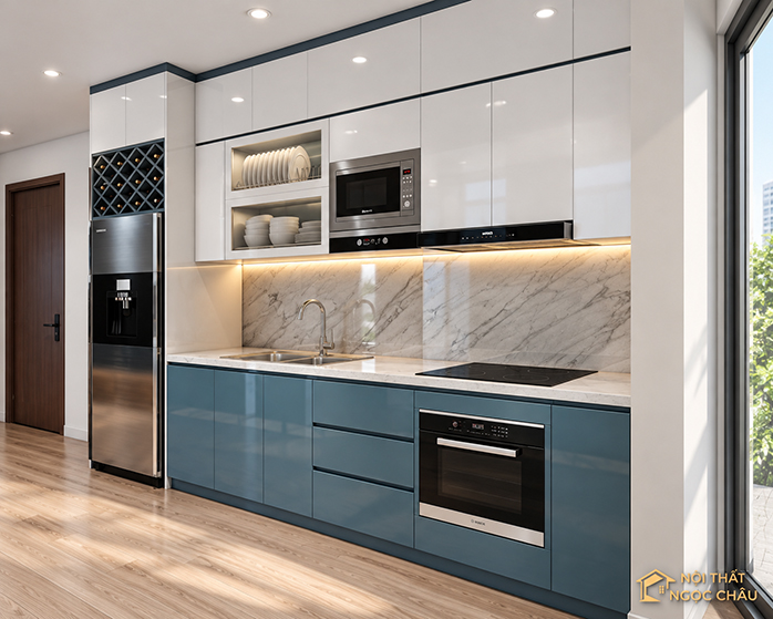 Tủ bếp nhựa Acrylic Inox khải sơn