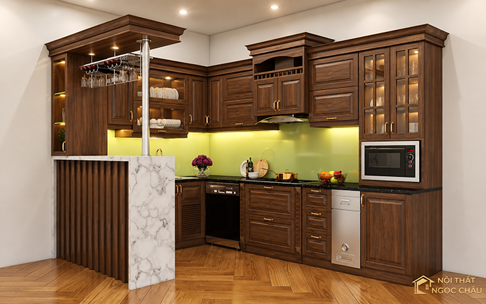 Tủ bếp gỗ Óc Chó -Chú Chọn Bắc Ninh