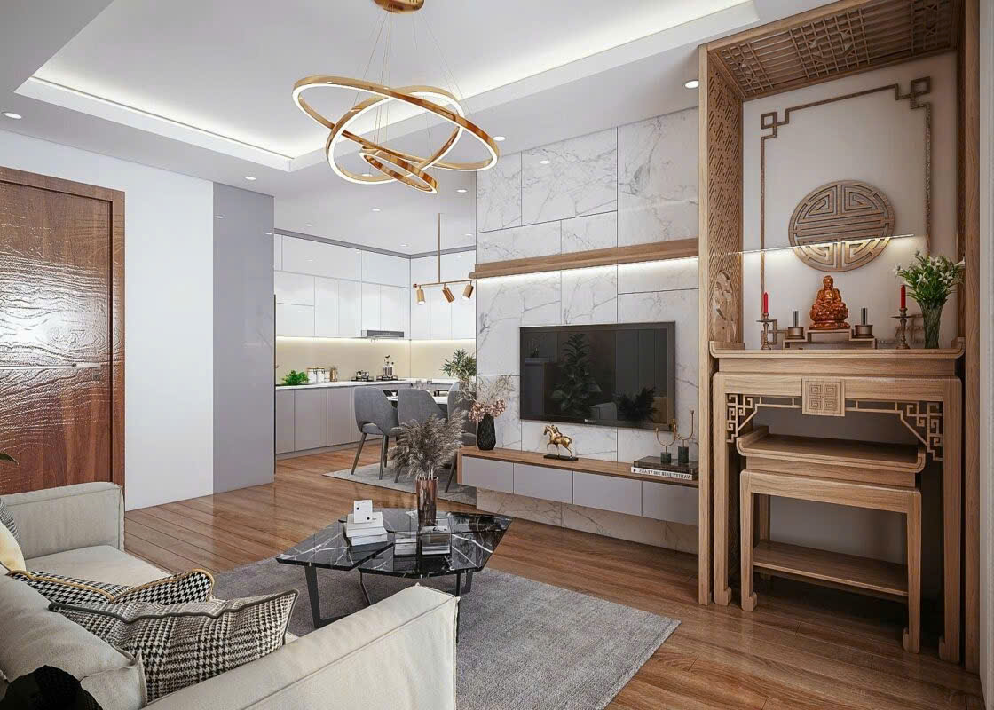 Thiết Kế Nội Thất Chung Cư Long Biên- Hà Nội- 2 ngủ