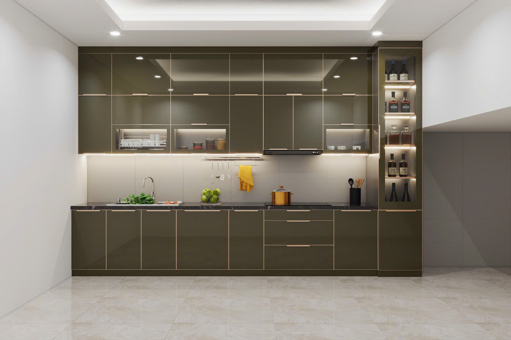 Tủ bếp inox 304 cánh kính CK26